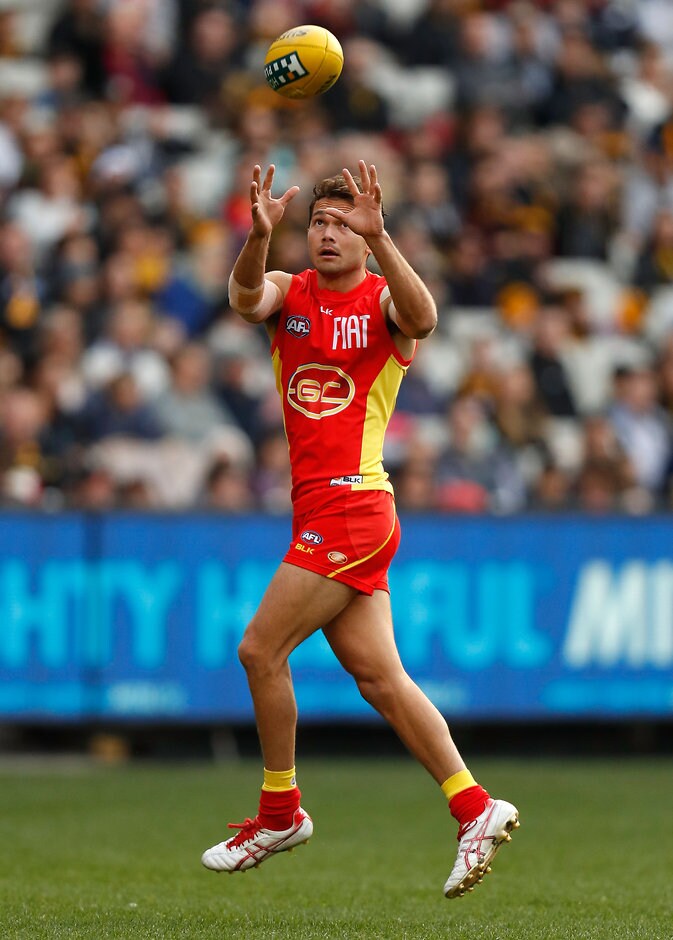 AFL 2016 Rd 12 - Richmond v Gold Coast MELBOURNE, AUSTRALIA - JUNE 12: Jarrod Harbrow of the Suns in action during the 2016 AFL Round 12 match between the Richmond Tigers and the Gold Coast Suns at the Melbourne Cricket Ground on June 12, 2016 in Melbourne, Australia. (Photo by Michael Willson/AFL Media)